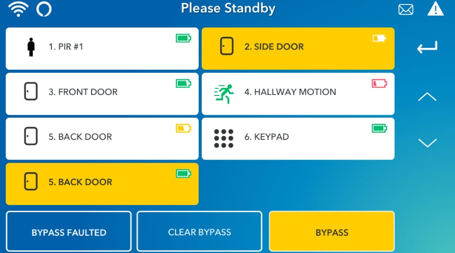 Davenport security system command screen.